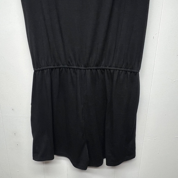 Anrabess Women's Short Sleeve Black Romper Size Large Side Pockets Stretch - Picture 10 of 13